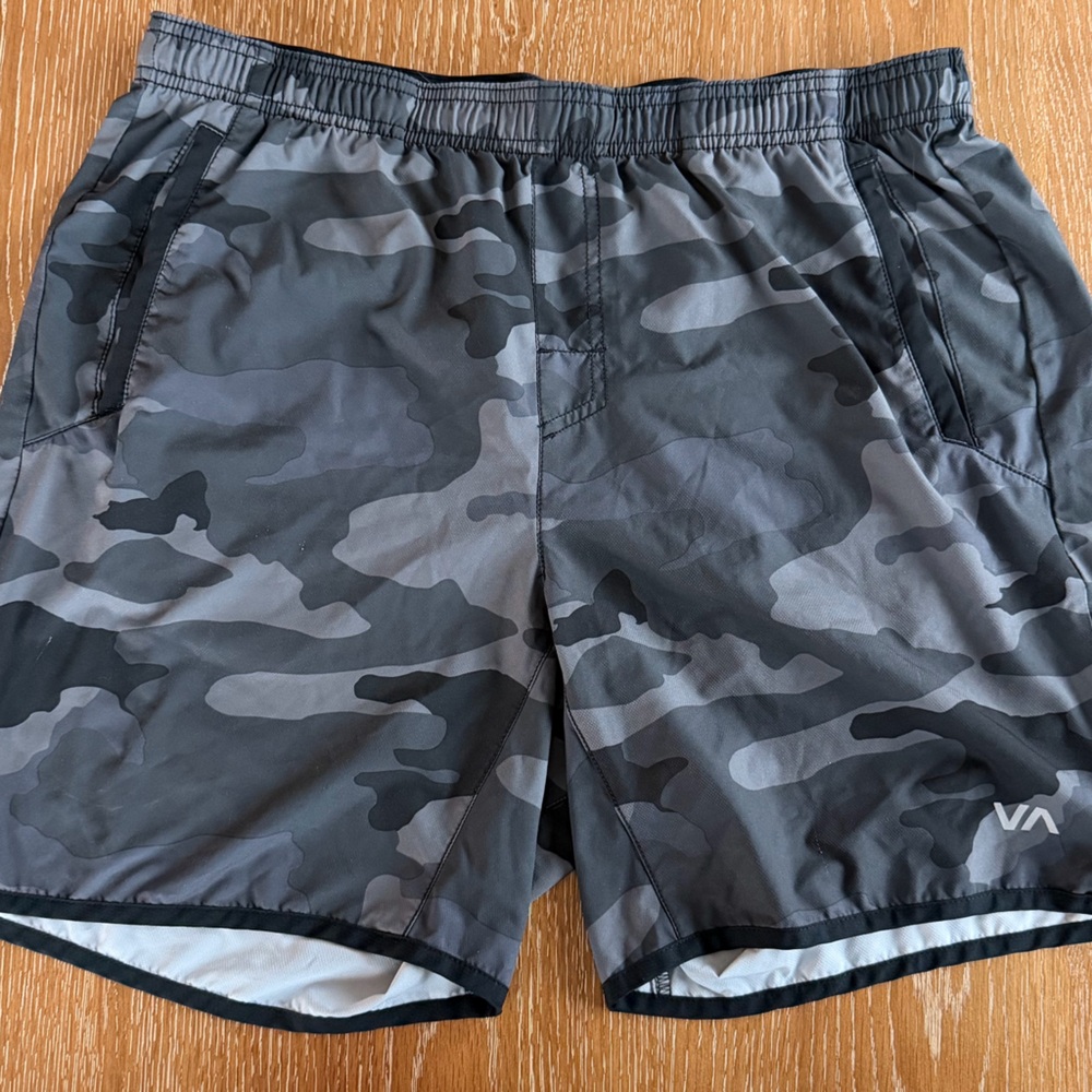 RVCA Gray and Black Athletic Shorts